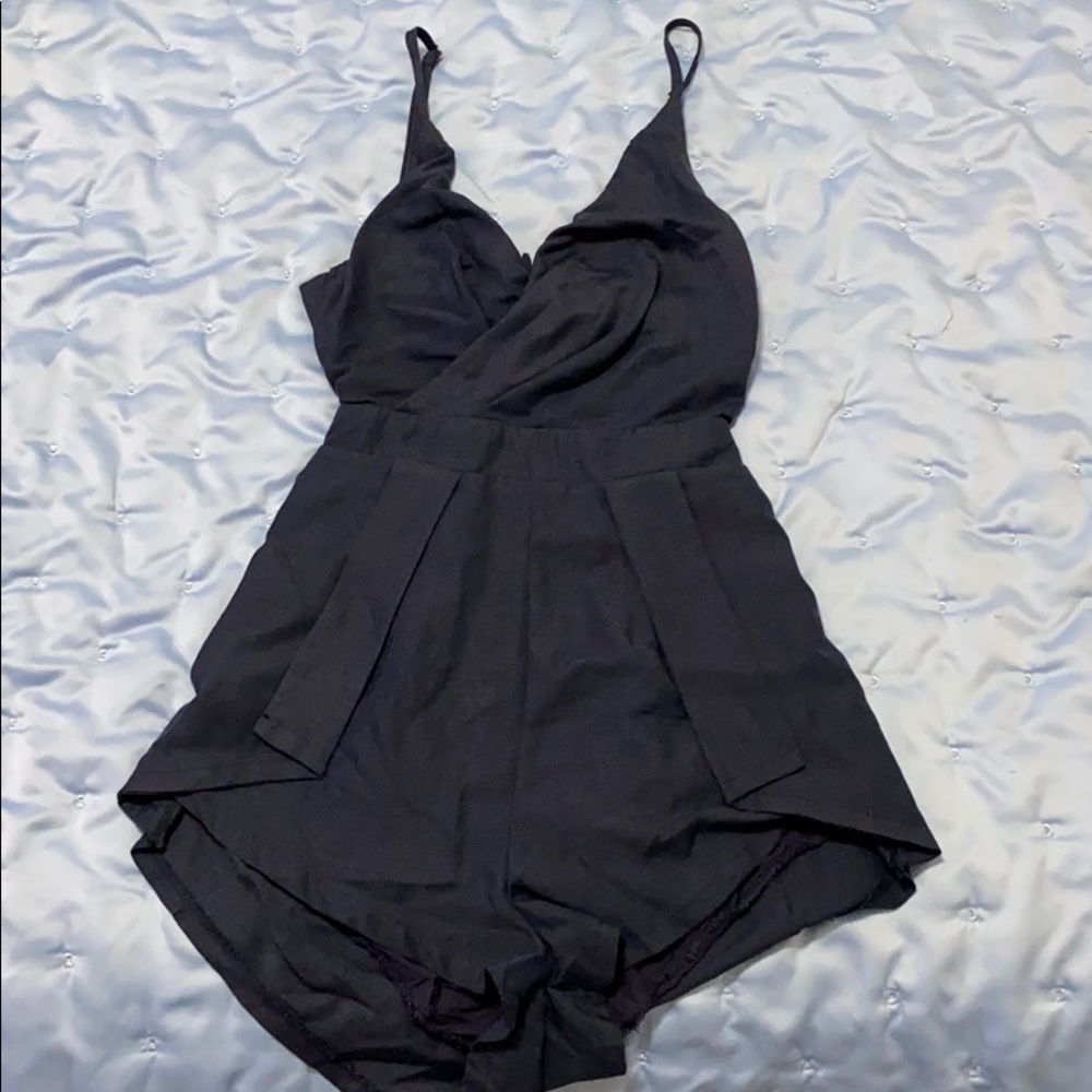 Showpo Navy Blue Romper With Open Tie Back